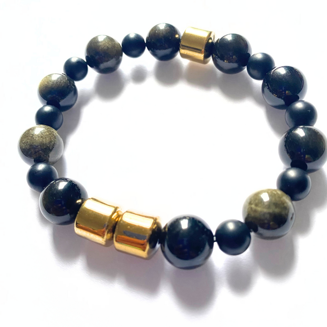 Black Onyx and Gold Obsidian - Gemstone Bracelet